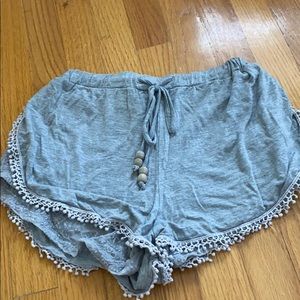 Gray Fringe Shorts